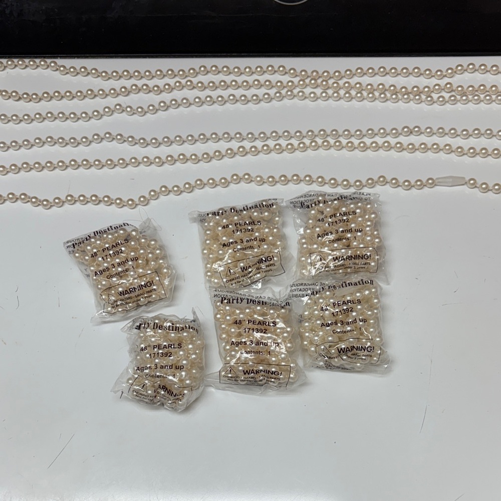 9 Elegant Creamy White Fake Pearl Necklace Sets- 48” length
